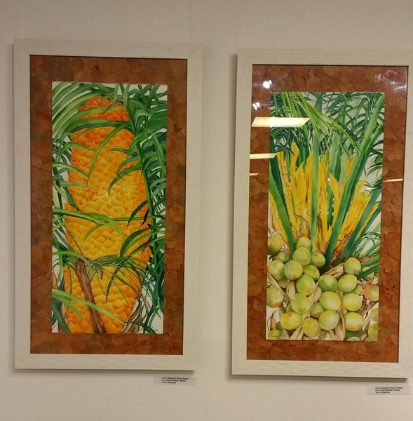 dois quadros em aquarela com palmeiras pintadas two watercolor frames with painted palm trees
