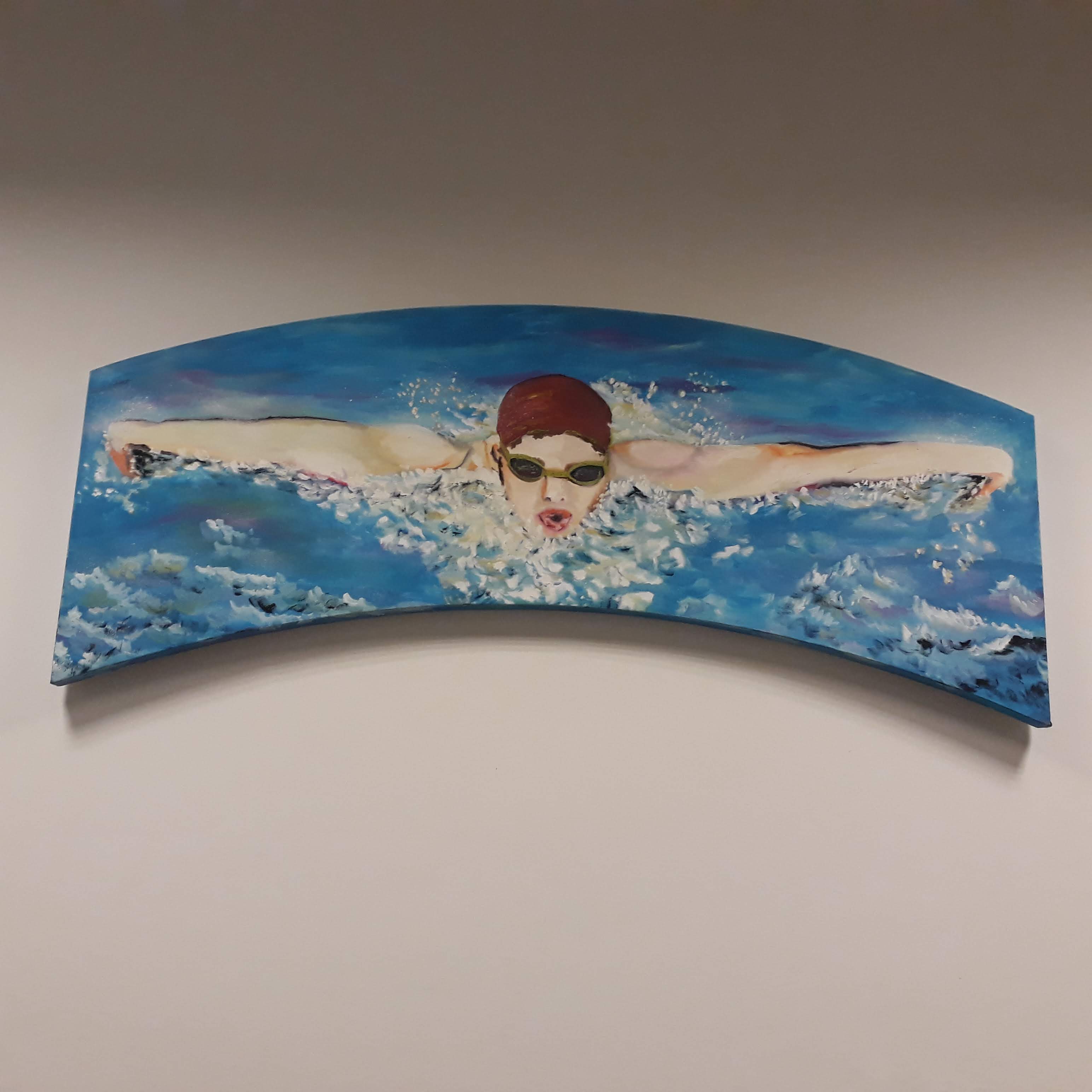 pintura moderna com o tema de natação canvas painting with a person swimming