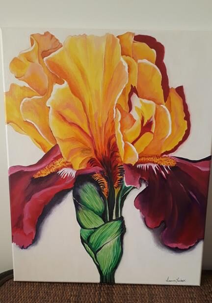 quadro moderno com pintura de flor