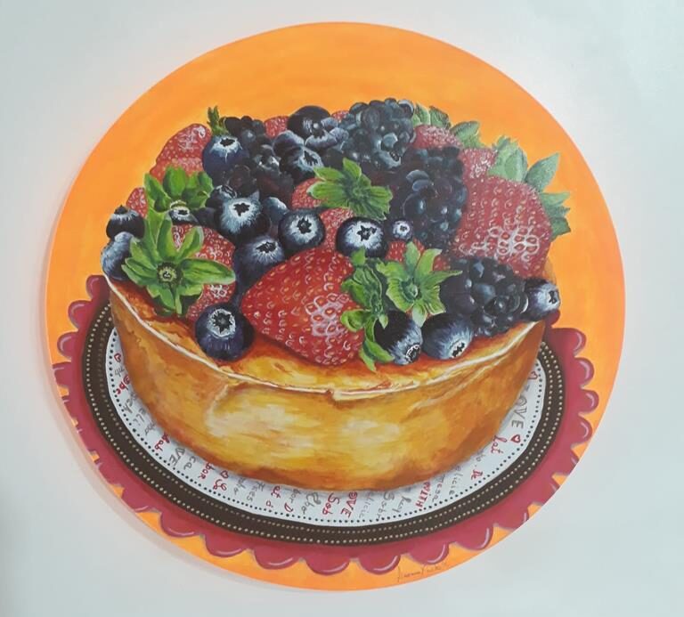 quadro moderno de um cheese cake canvas acrylic painting with a cheesecake