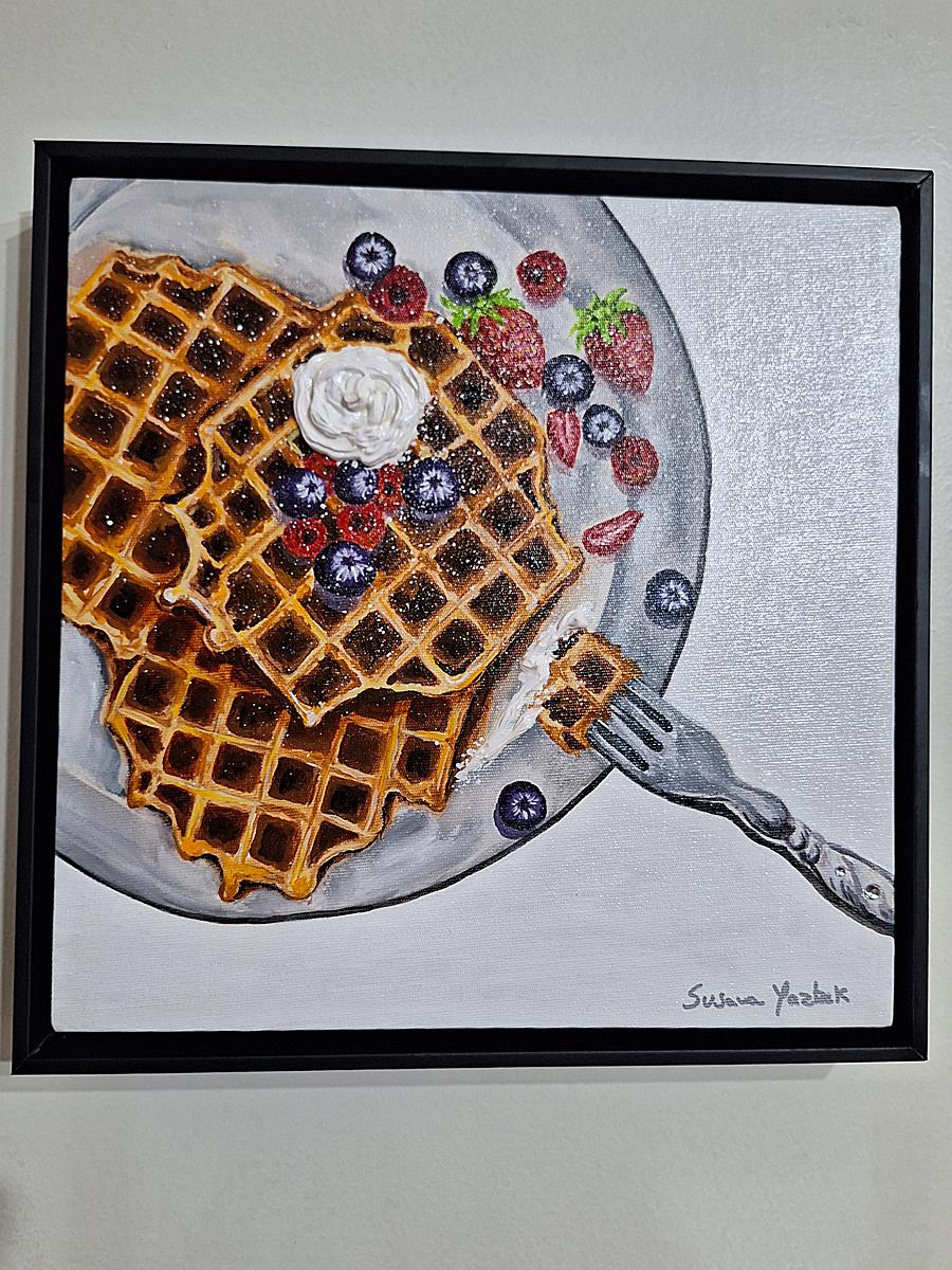 pintura de waffle com tinta acrílica e textura donuts paint whit acrylic and texture